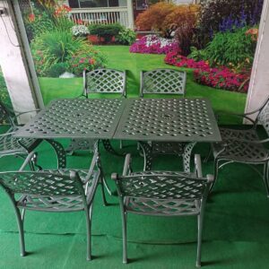 Cross design Square table set (Green) [4 Seater]